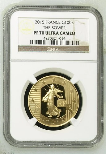 2015 France Gold 100 EURO NGC PF-70 ULTRA CAMEO THE SOWER