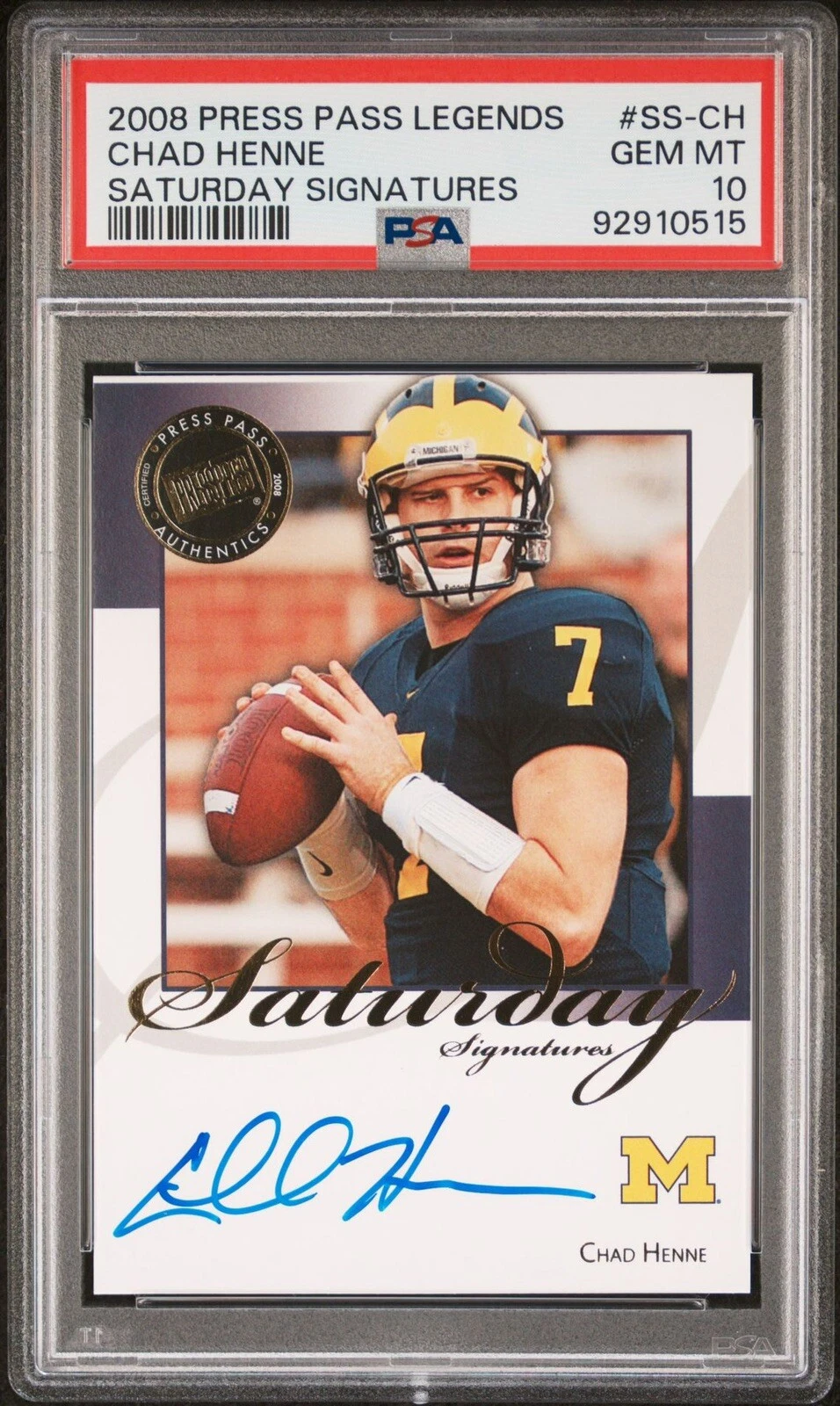 Chad Henne Press Pass Legends Saturday Signatures #SSCH Base