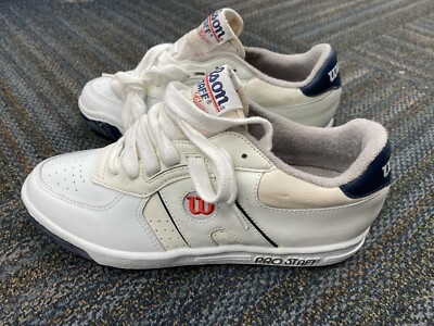 NEW Wilson Pro Staff Mens Tennis Shoe White Leather Size 8 Vintage