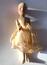 Creepy Vintage Composition Doll, 11 , Hand Painted Face, 1930 s