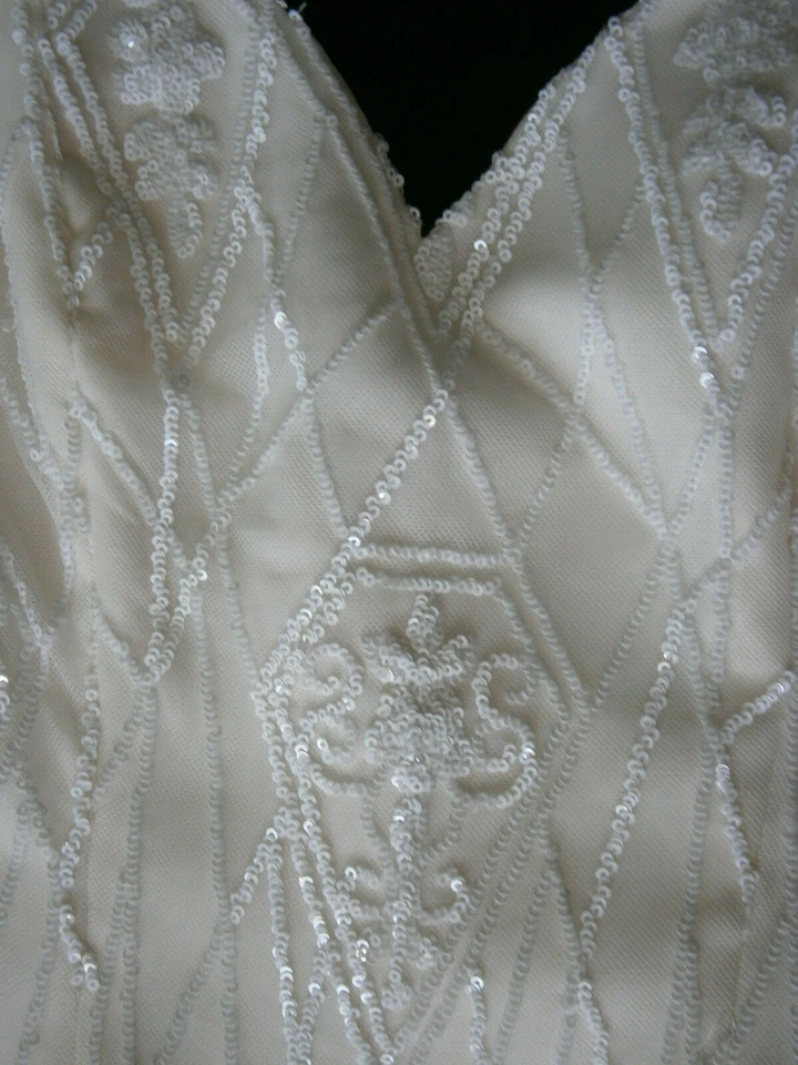 Jaclyn Jordan Aida 0 2 4 Silk Natural Ivory Organza Wedding Dress White Sequins - Image 2 of 4