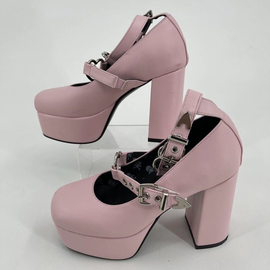 Lamoda Pink Ankle Straps Vegan Leather Platform H… - image 4