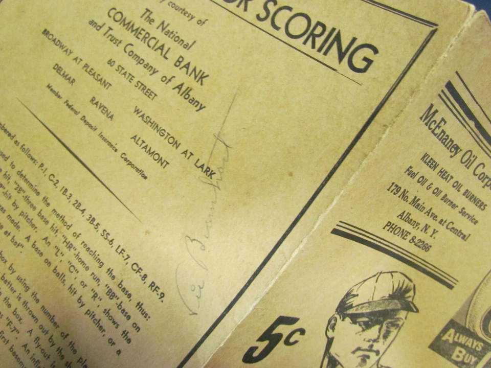 Albany Senators 1947 program score card Autographed signed - Image 3 of 4