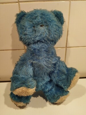 Ancienne Peluche lapin bleu blanc BOULGOM UNIVERSITY