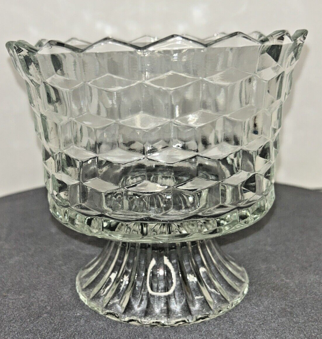 Vintage Whitehall Clear Cubic Stacked Pedestal Compote Dish