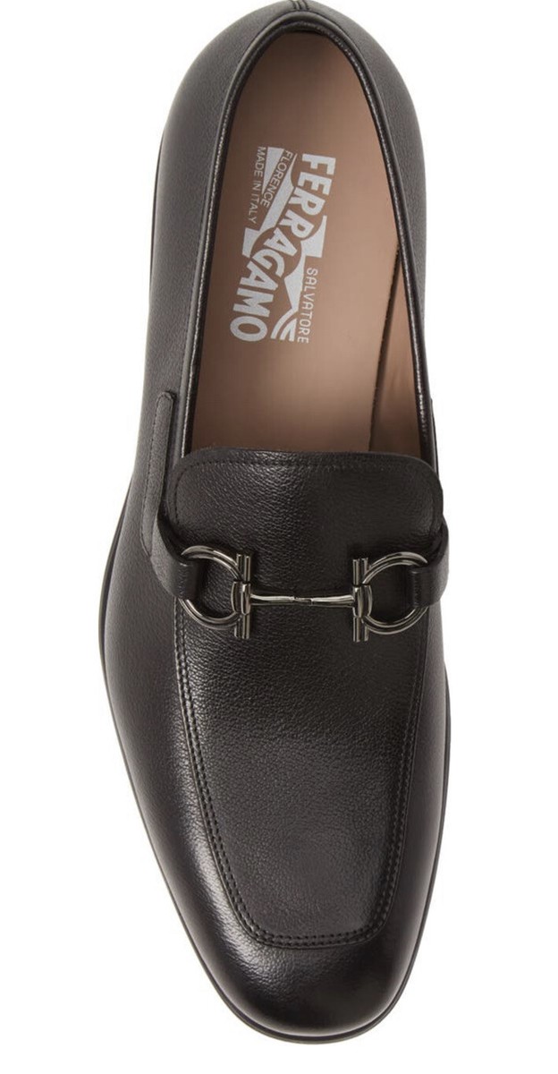 New Auth Salvatore Ferragamo Scarlet Men Black Leather Loafers