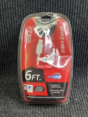Brand NEW GE USB 2.0 Hi-Speed 6 FT. Foot Device Cable Printer Windows Macintosh
