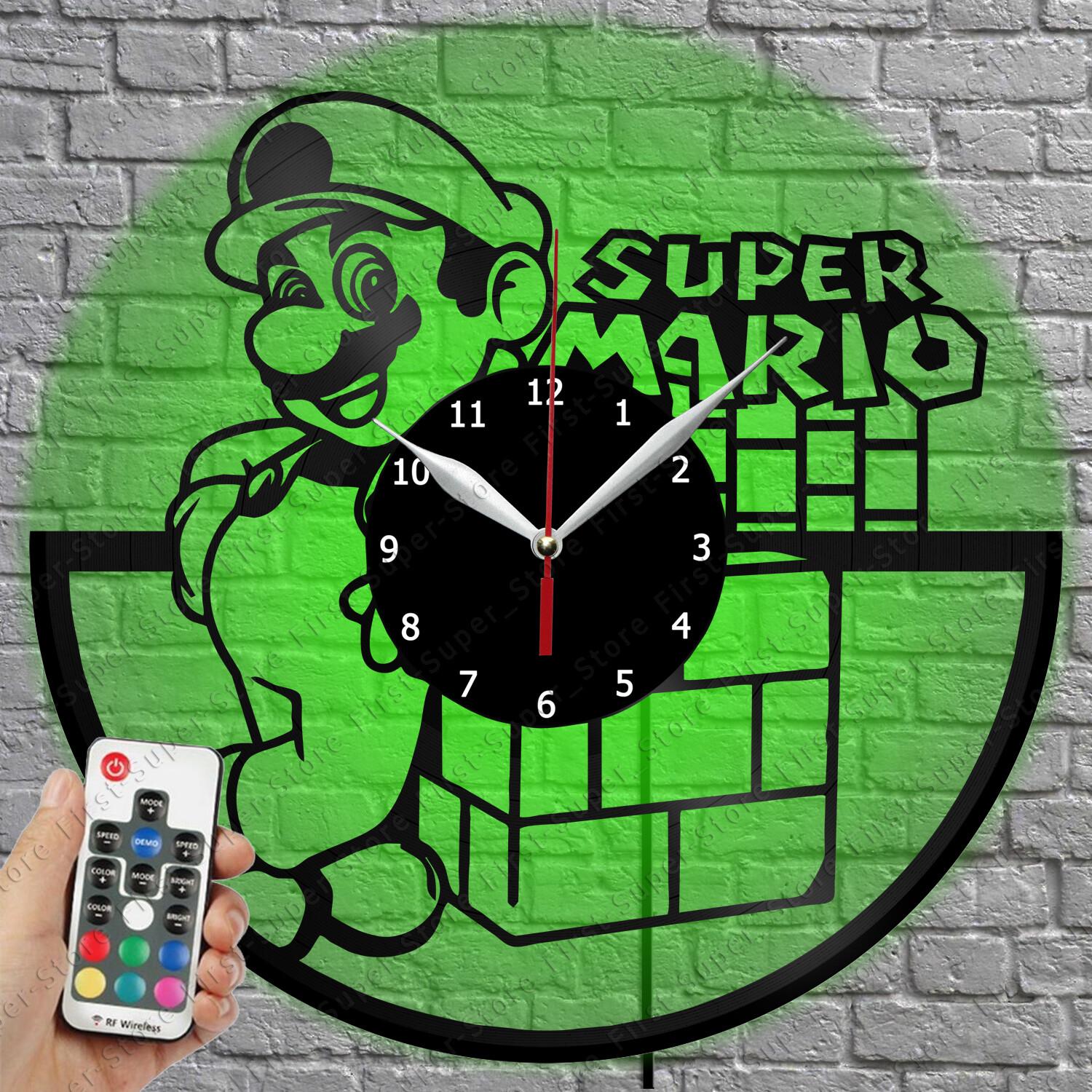 Super Mario LED Wall Clock Vinyl Record with Light 1337