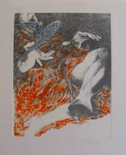 ENNIO CALABRIA Incisione Colorata a Mano dall'Artista cm.41x34