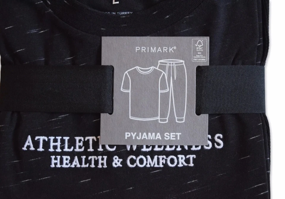 Men's Primark Athletic Wellness Health & Comfort Pyjama Set Black Size L - Image 3 of 4