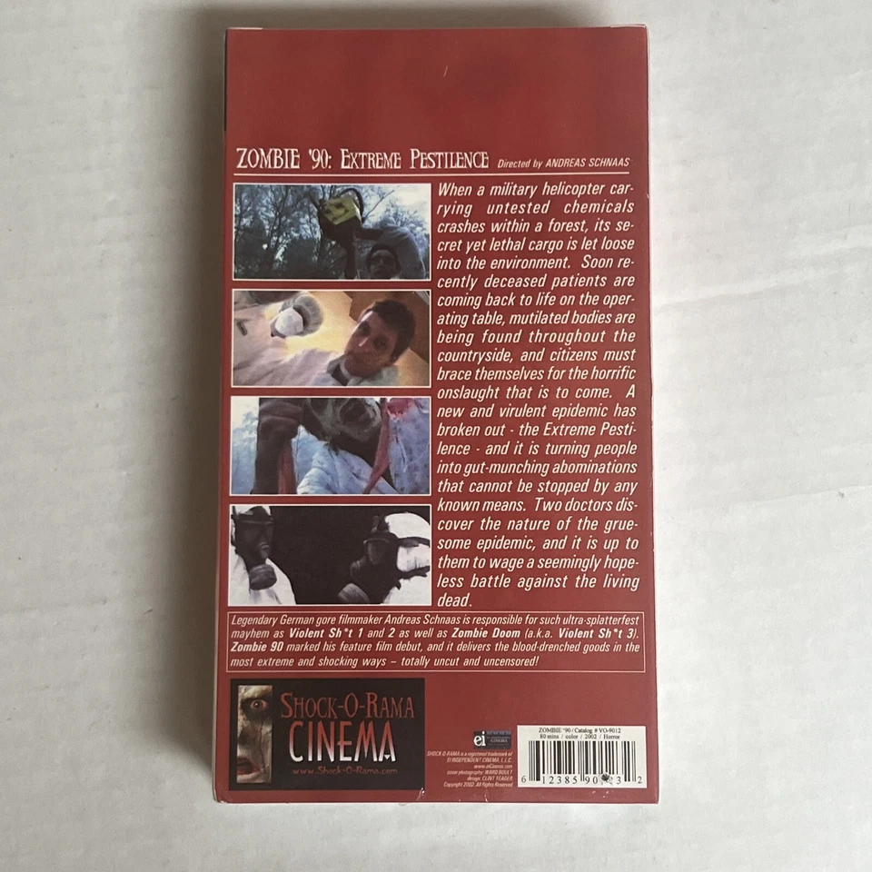2002 "ZOMBIE '90" Sealed SHOCK-O-RAMA VHS Genre HORROR VO-9012 "R" RATED - Image 4 of 4