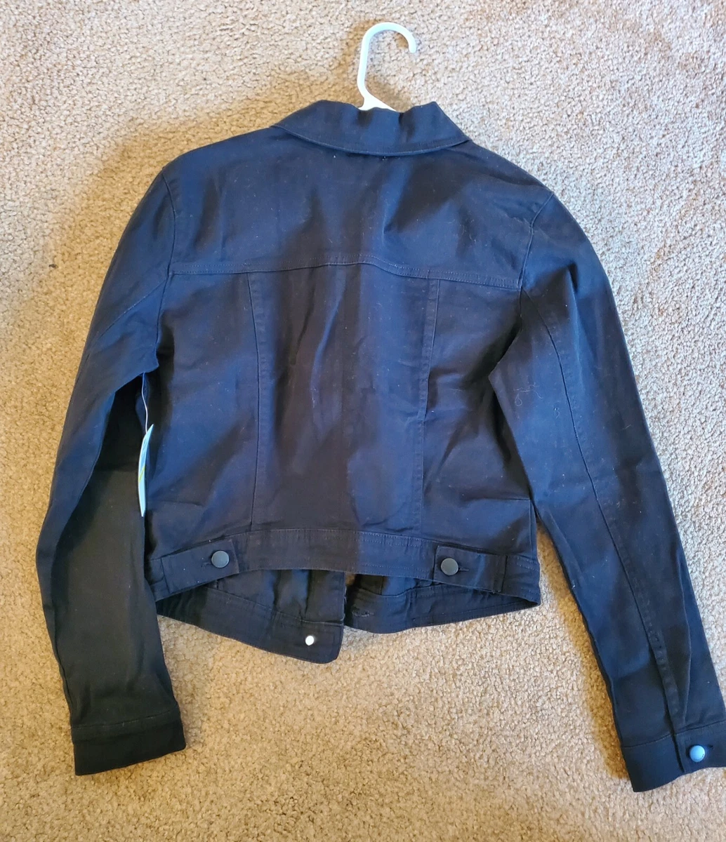 Girl Jean Jacket Juniors Black High Low Jeans M TINSEL TOWN DENIM COUTURE