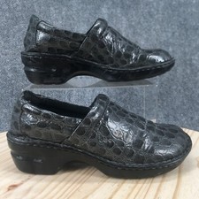 BOC Born Shoes Womens 8 Peggy Clogs Grey Croc Skin Slip On Casual Wedge Heels