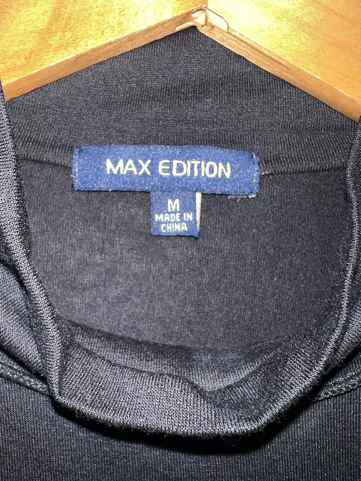 Top Max Edition Negro Tejido Elástico Adorno Rosa Adorno Manga Larga Talla M Foto 3 de 4