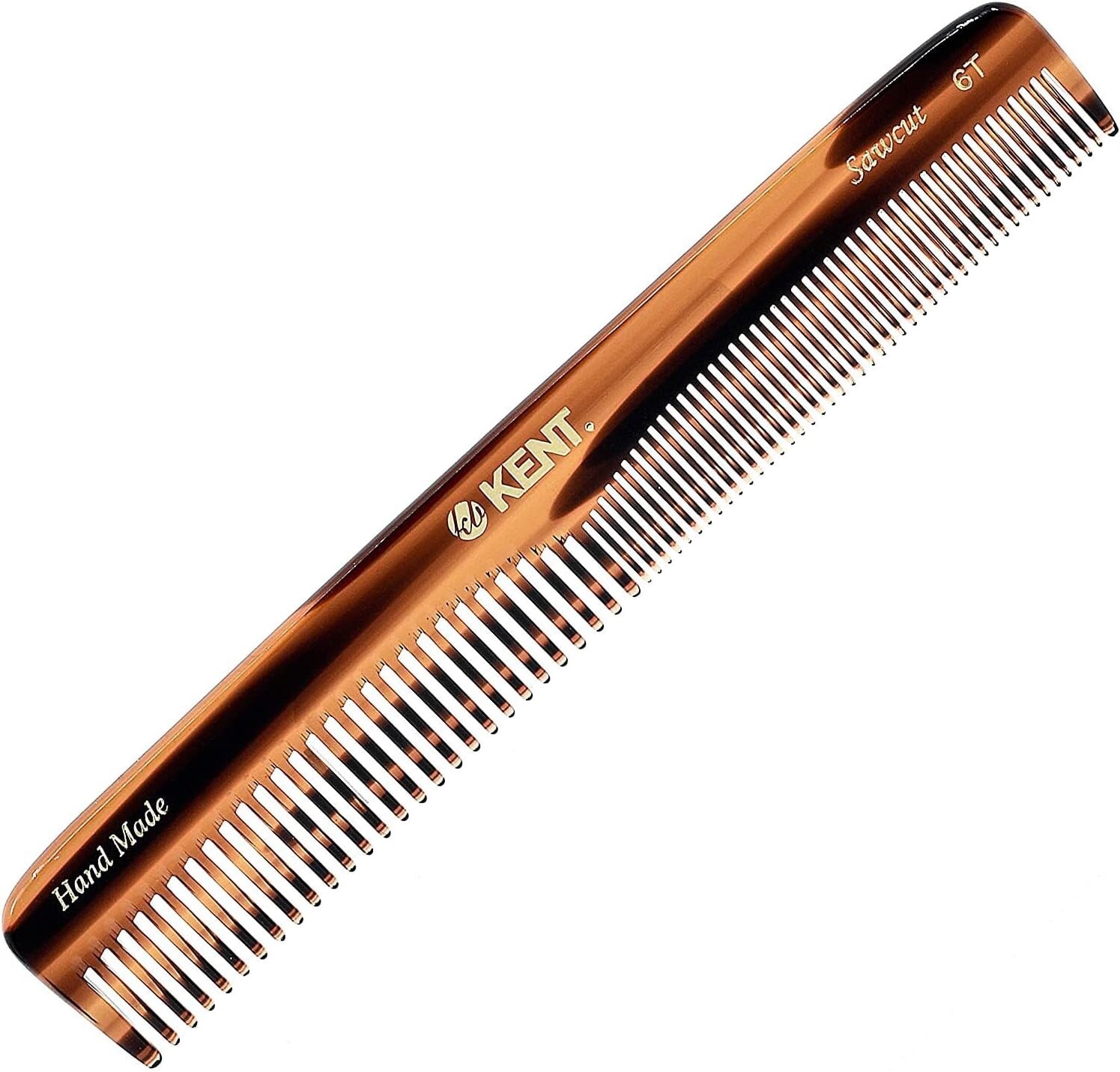 Kent Brushes 6T Dressing Comb 175mm Handmade Coarse Toothed Thick Hair Fine