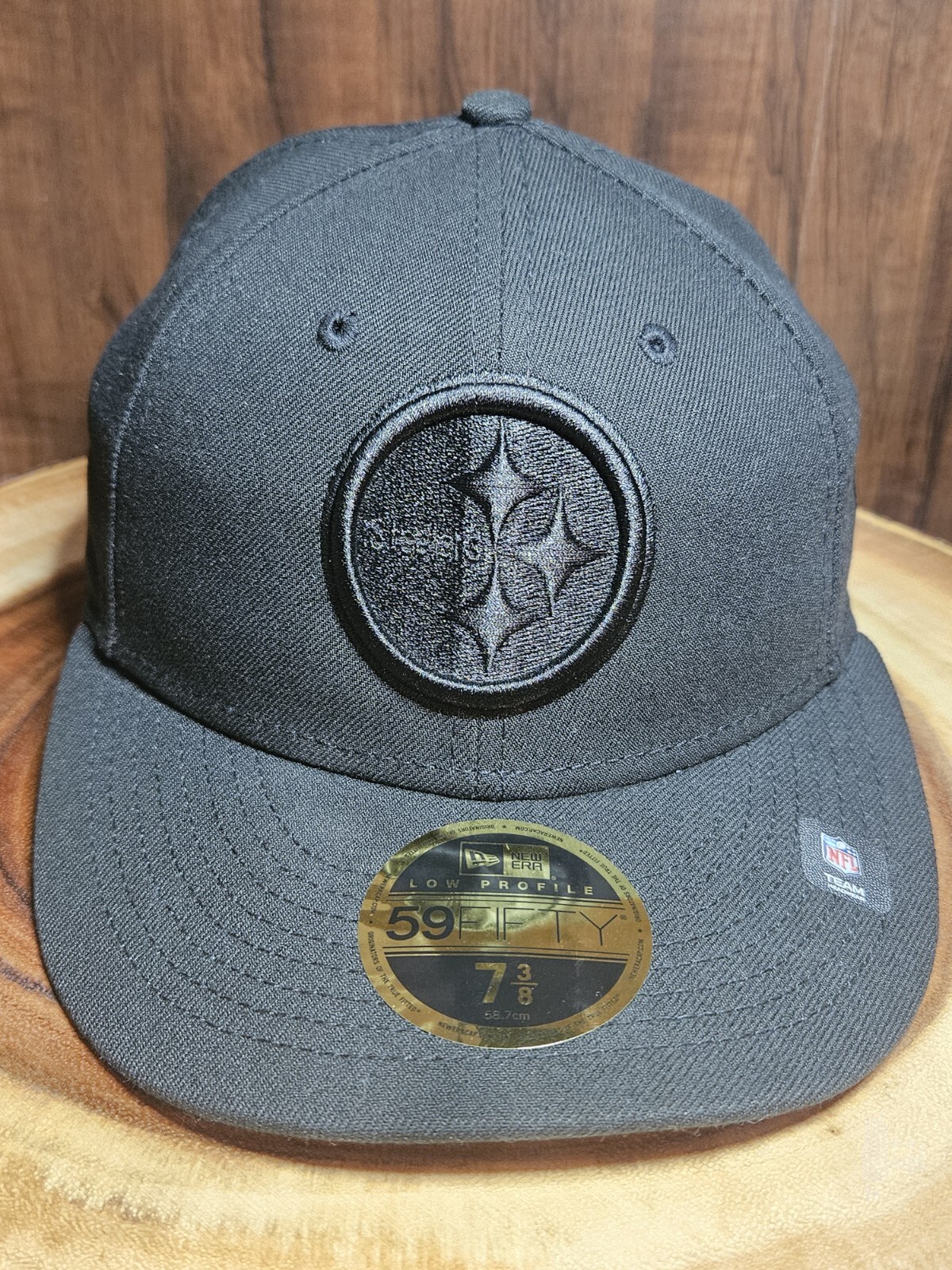 Pittsburgh Steelers New Era 59Fifty Fitted Low Profile Hat Cap Size 7 3/8 Black