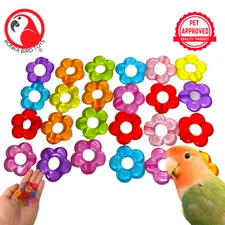 Pk24 Tiny Plastic Flower Beads Pastel Colored Bird Toys Lovebird Conure Budgie