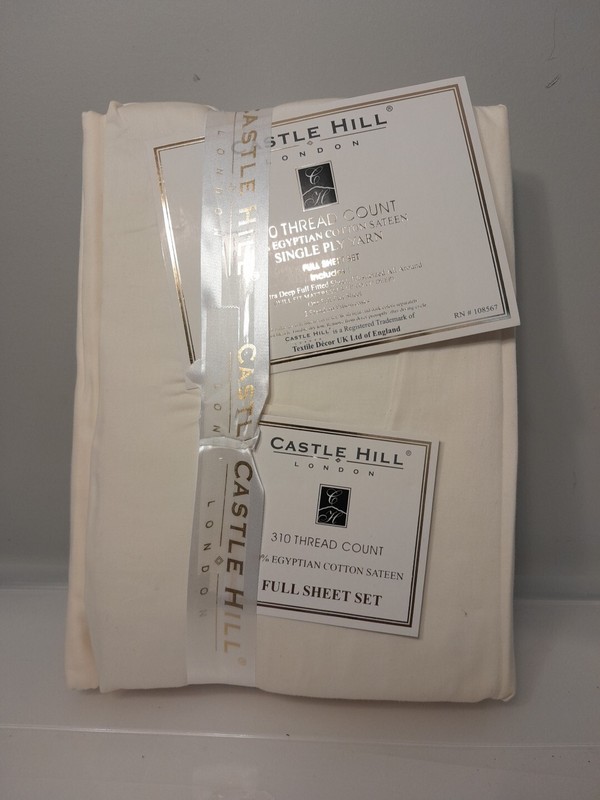 Full Size,Castle Hill London 310 Thread Count Single Ply Yarn Fill Bed Sheet Set