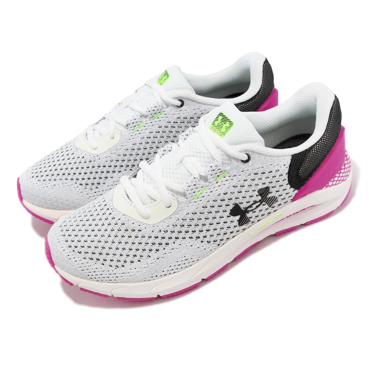 Under Armour HOVR Intake 6 UA White Black Pink Women Running 