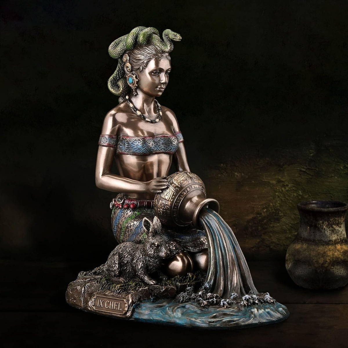 IX CHEL MAYAN JAGUAR GODDESS OF MIDWIFERY AND MEDICINE FIGURINE