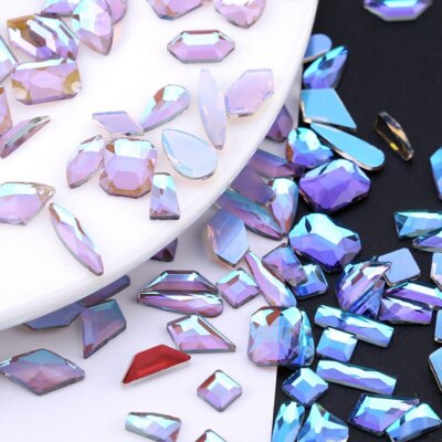 50Pcs Mixed Sizes Aurora Rhinestones Crystal Nail Art Glitter Tip Decoration