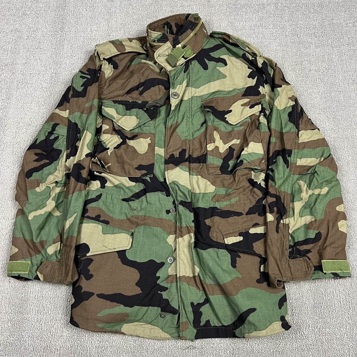 Vintage 80's US Military M-65 Field Jacket Coat Woodland Camo