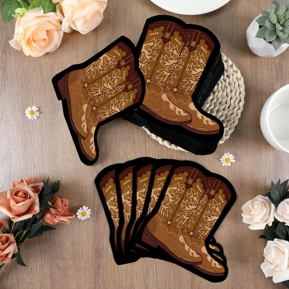 100 Piezas Servilletas para Bota de Vaquero - Servilletas Decorativas para Vaquero Occidental para Baby Shower, Foto 4 de 4