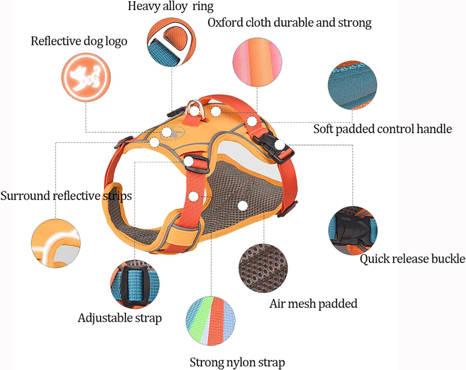 No Pull Dog Harness Reflective Vest Harness with Easy Control Handle