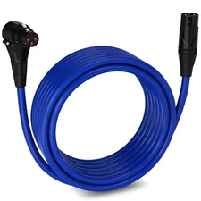 LyxPro 25 Feet Right Angle XLR Microphone Cable, Female to Male XLR Cable - Blue