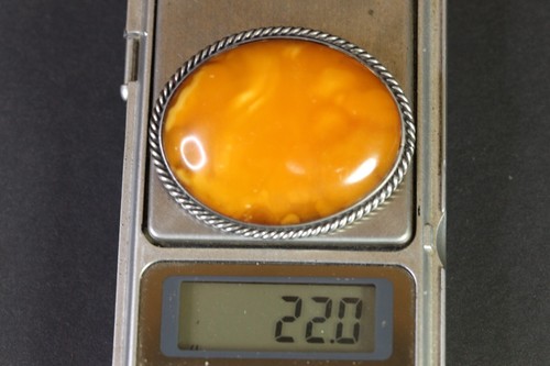 Natural OLD Vintage 22g Butterscotch Egg Yolk Baltic Amber Stone Brooch D1465 - Picture 12 of 12