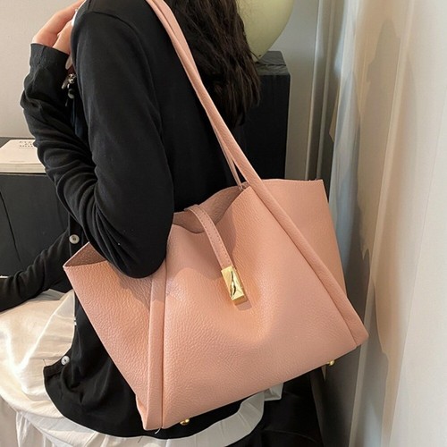 Elegant Simple PU Leather Handbag Solid Color Tote Bag Women's Shoulder Bag - Picture 6 of 9