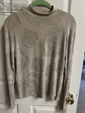 NWT 1849 Ranch Wear Metallic Gold Sparkle Floral Western Show Shirt L Rodeo Rose