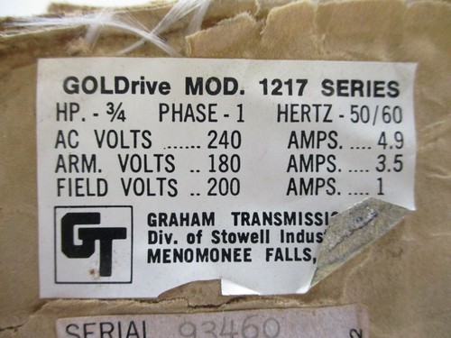 NEW Danfoss Graham 1217 GOLDrive 3/4HP DC Adjustable Speed Drive 3/4-HP 240VAC - Picture 5 of 9