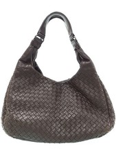 Bottega Veneta Medium Campana Bag Intrecciato Dark Brown 125787 Auth