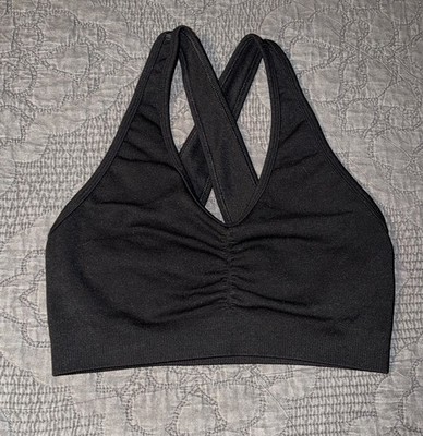 Alphalete AMPLIFY BRA-Women's Seamless Longline Bra-MED IMPACT Black Size-S
