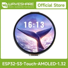 Waveshare ESP32-S3 1.32inch AMOLED Round Touch Display Development Board 466×466
