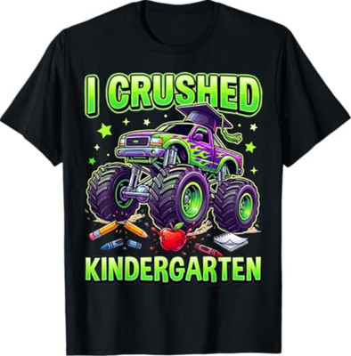 I Crushed Kindergarten Monster Truck Graduation Grad Boys T-Shirt