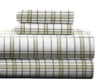 Pointehaven Heavy Weight Flannel Sheet Set, Twin, Plaid Sage