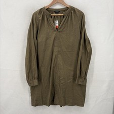 Banana Republic Dress Womens Medium Green Long Sleeve Tunic Peasant Cotton NWT