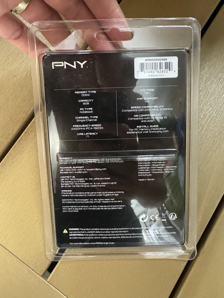 PNY 8GB DDR4 2400MHz CL17 1.2V Notebook Memory (MN8GSD42400) New - Image 2 of 4