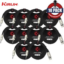 10-PACK Kirlin 6FT XLR Female to 3.5mm TRS Patch Cable AP-494 PRL-06/BK