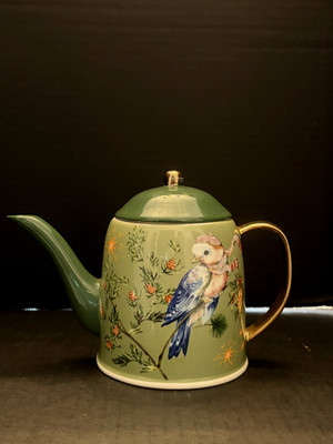 Anthropologie Botanica/Bird Teapot. Floral Stoneware Tea Pot / Kitchenware