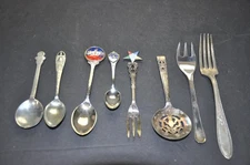 Vintage Souvenir Flatware Miniature Serving Spoons Joseph Copeland More Lot of 8