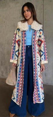 Never Fully Dressed Bridget Coatigan Aztec Jacquard Geometric Duster, UVP 189£