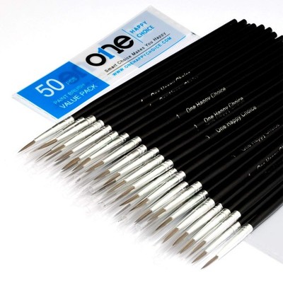 50 Pcs Pack of Synthetic Sable Fine Detail Paint Brushes Set for Miniature, S...