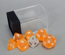 7pc Frosted Orange Chessex Polyhedral game dice set OOP LE399
