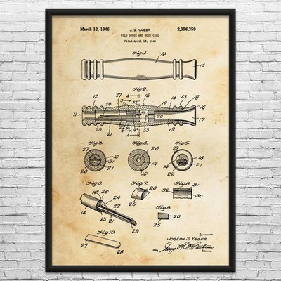 Duck Call Patent Wall Art: Duck Hunting Gifts, Man Cave Decor, Gifts For Men