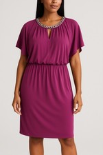 Donna Ricco Purple Chain Neck Dress – Size 8 – Style 8475631J 💜