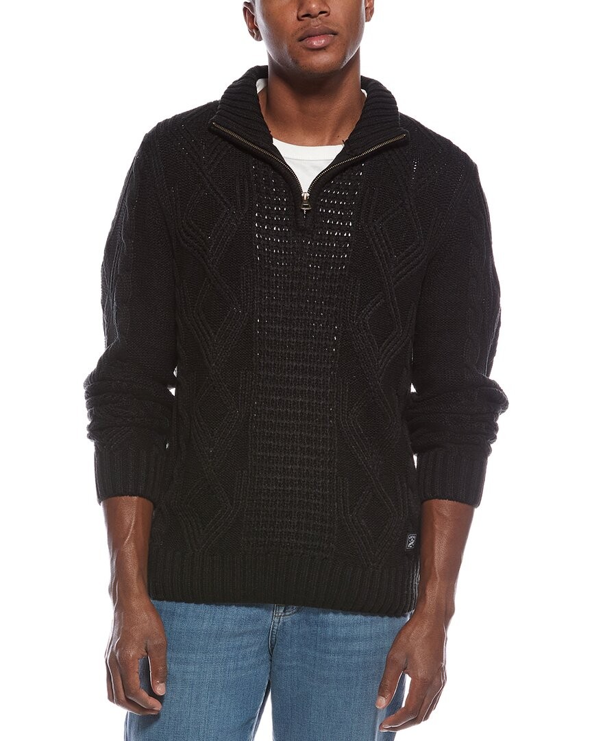 Weatherproof Vintage Cable 1/4-Zip Mock Neck Sweater Men's Black S