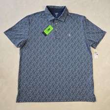 IZOD Golf Polo Shirt Mens XL Blue Floral Print Stretch Performance Golf NWT
